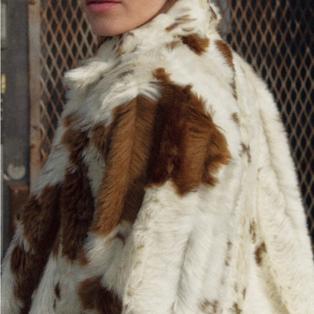 Zara Mob Wife Animal Print Faux Fur Coat